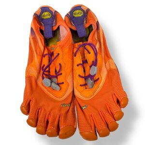 Vibram V-Trek Shoes Sz 8 Orange Lace-Up Five Fingers